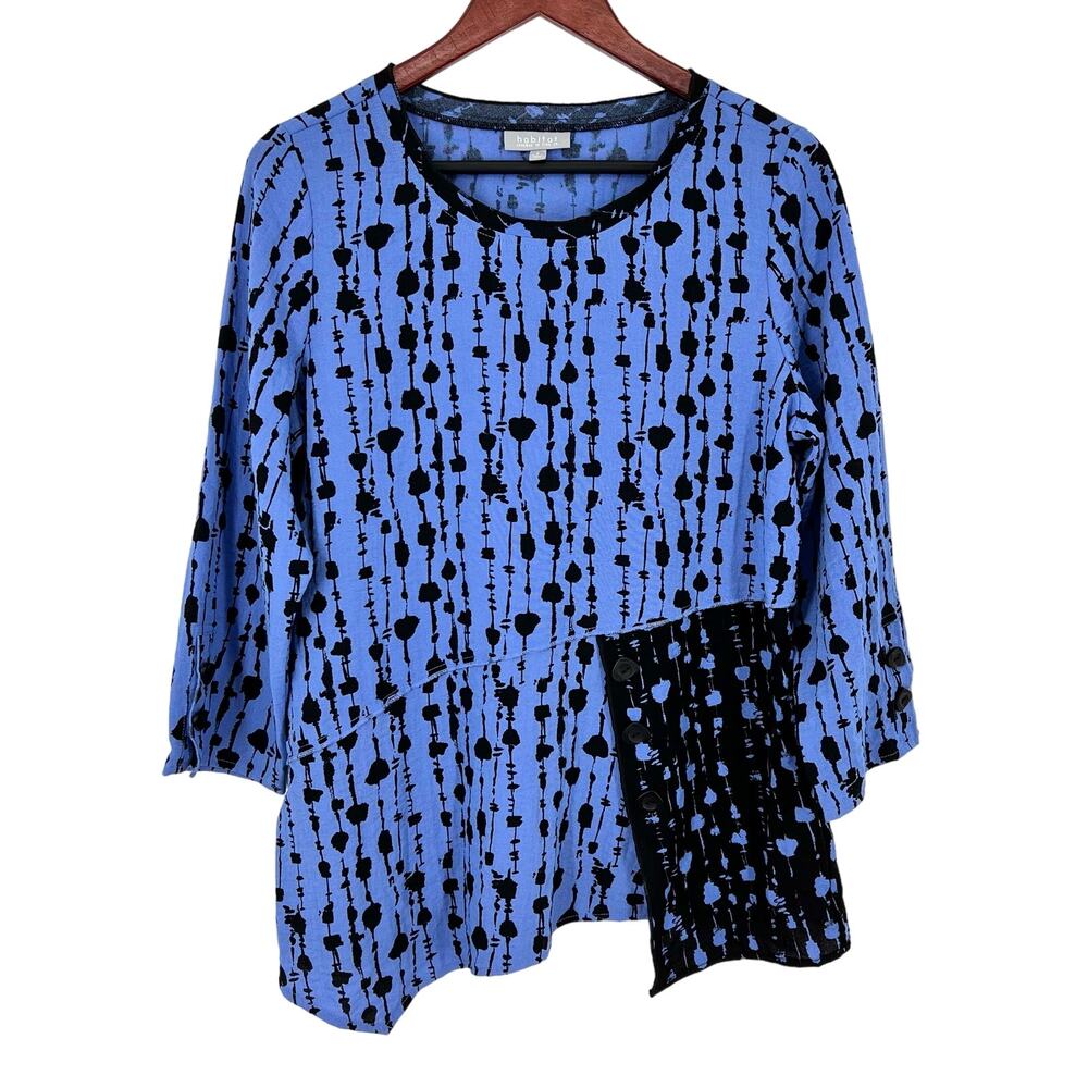 Habitat Sz Small Wearable Art To Wear Blue Abstract Blouse Shirt Top Unique